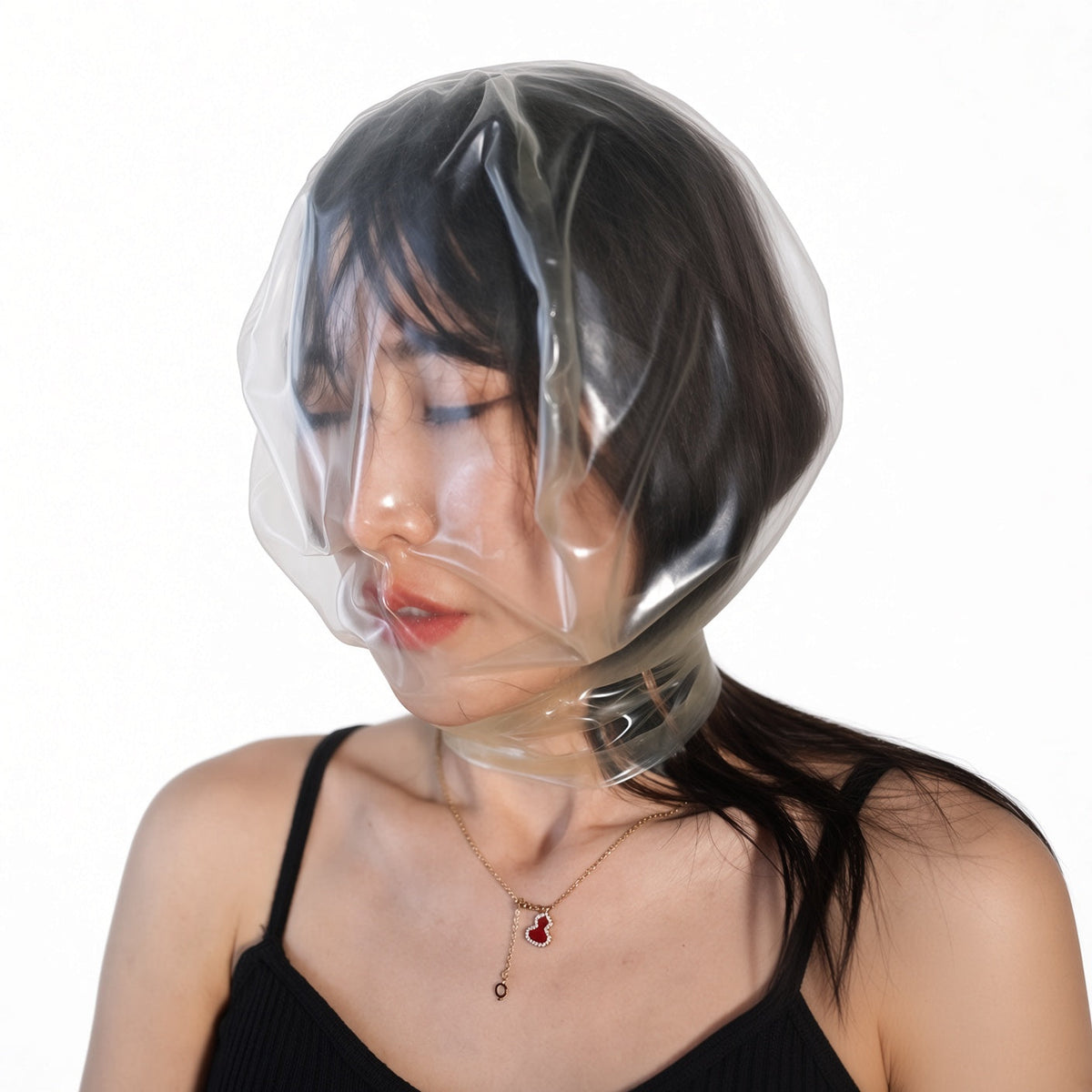 Ultra-thin transparent latex hood for adult fetish wear