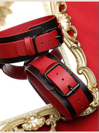 Black PU leather restraint kit with metal hardware