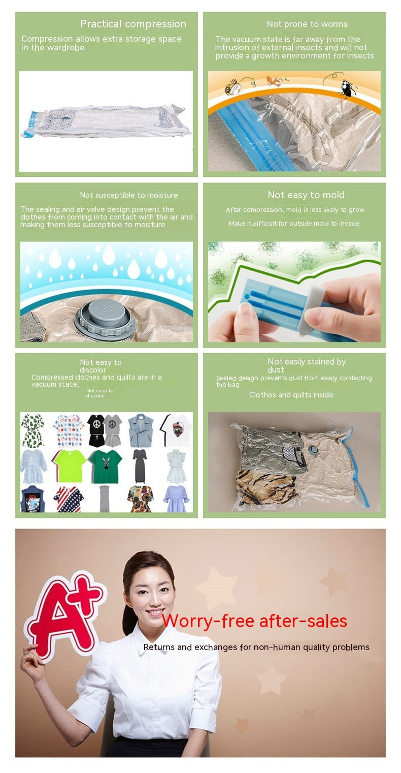 Clear vacuum compression bag for clothing and bedding