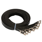 Close-up of the Sets of Black Leather Straps® showing durable hardware