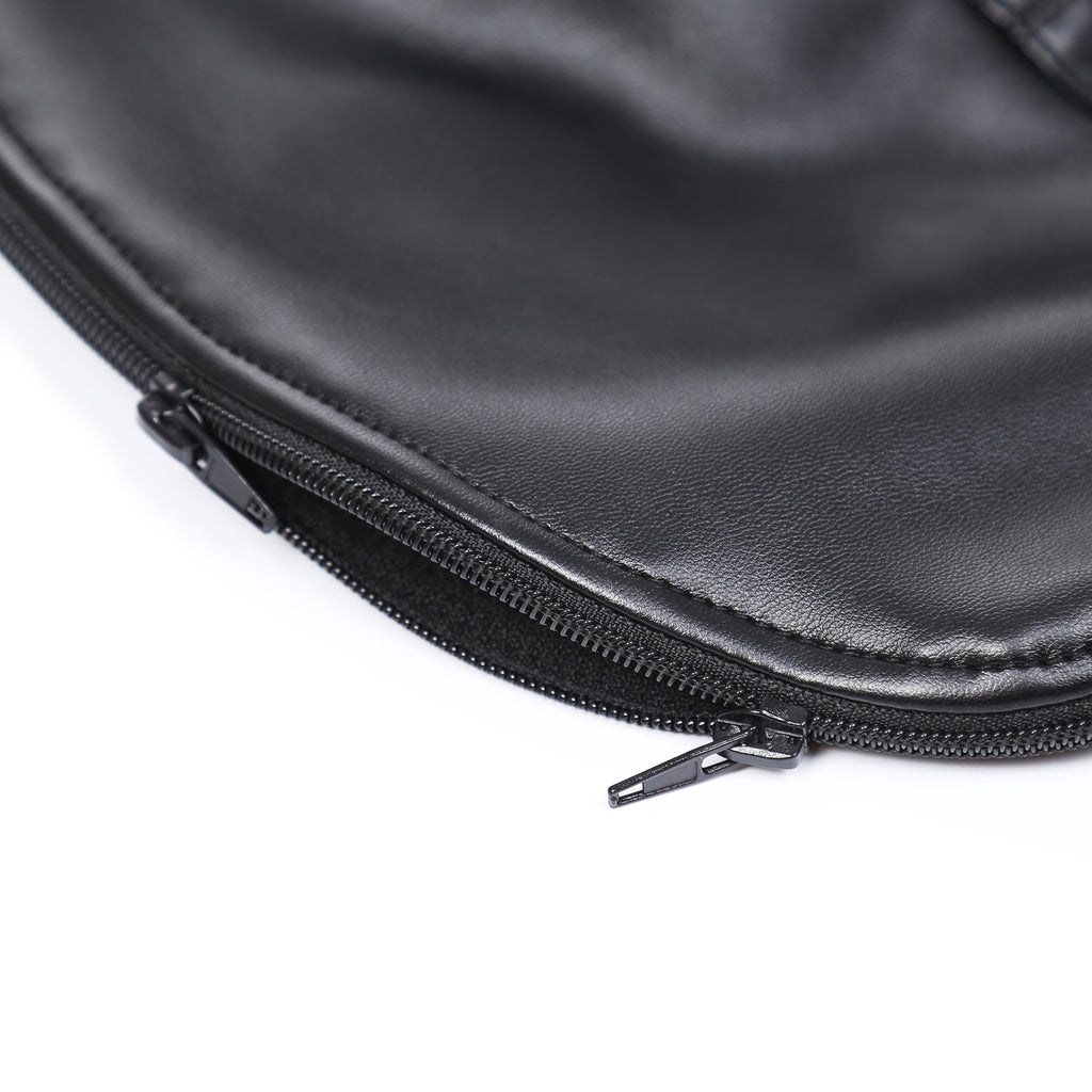 Zipper/Lace Leather Hood® crafted from durable PU leather