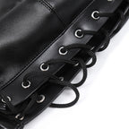Premium PU leather hood with lace-up adjustable design
