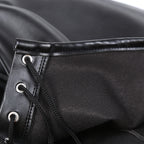 Self Bondage Hood – Zipper Leather Premium PU leather hood with lace-up adjustable design
