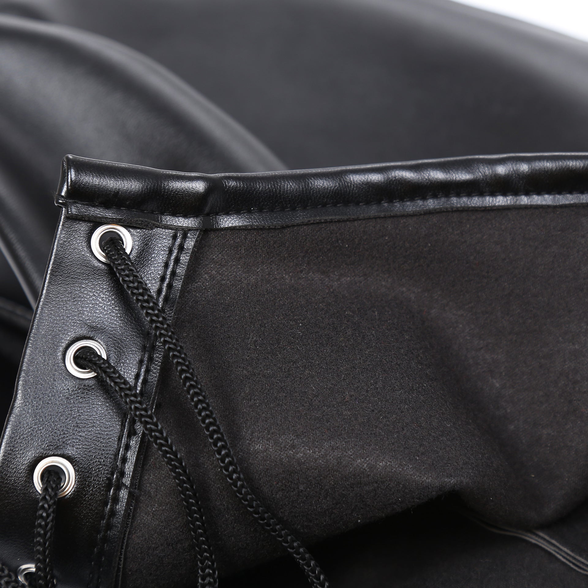 Self Bondage Hood – Zipper Leather Premium PU leather hood with lace-up adjustable design
