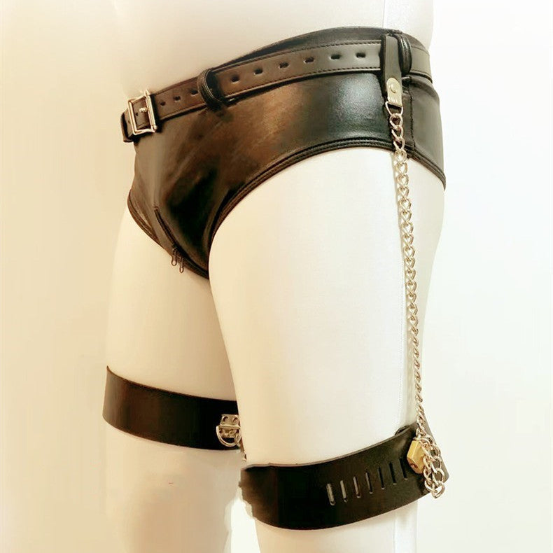 Close-up of the Anal Plug Leather Pants Chastity® showing quality craftsmanship