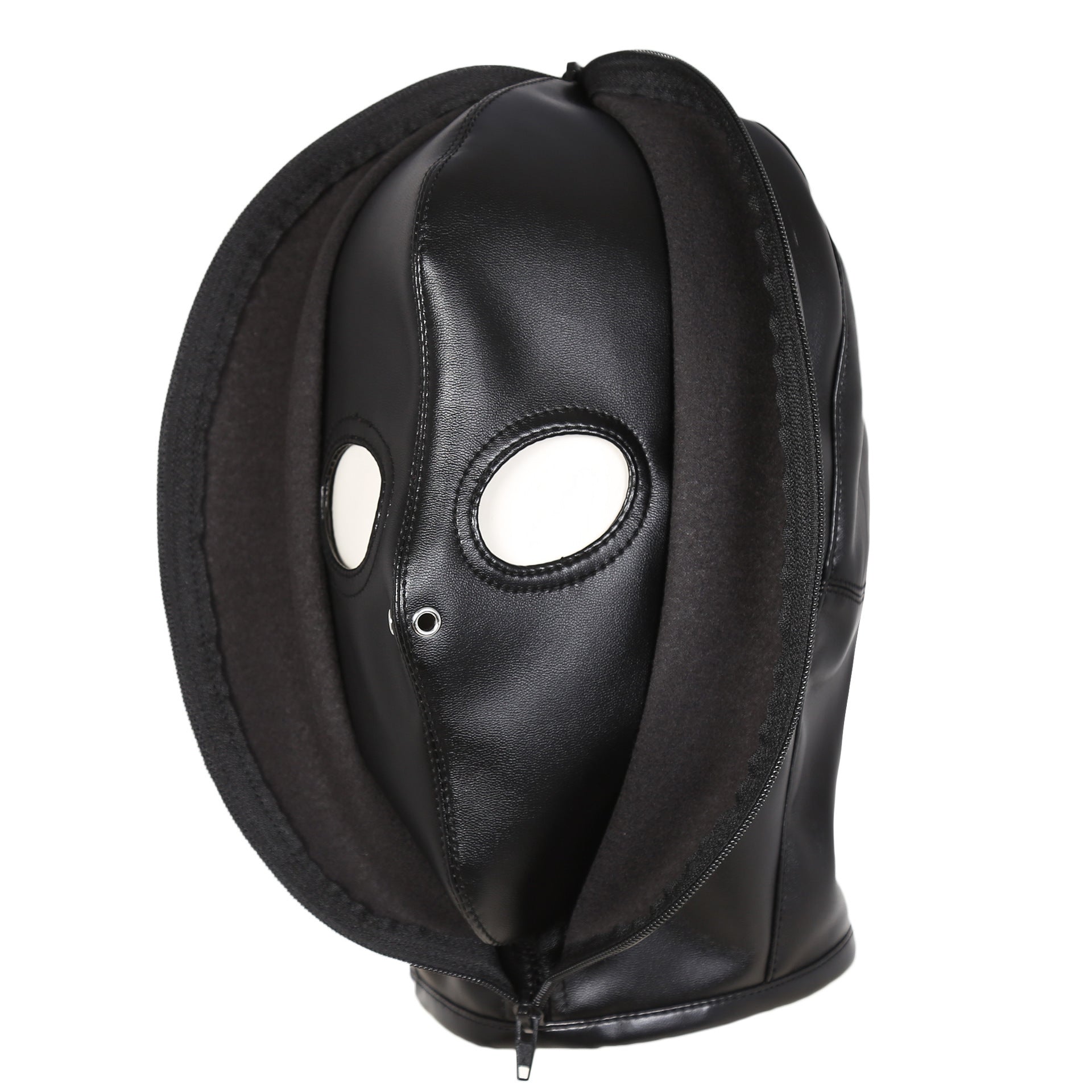 Full-face Zipper/Lace Leather Hood® with zippered closure