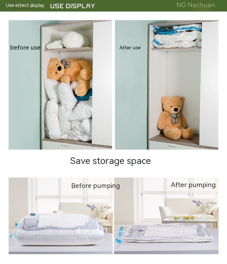Thick reusable vacuum compression bag in multiple sizes