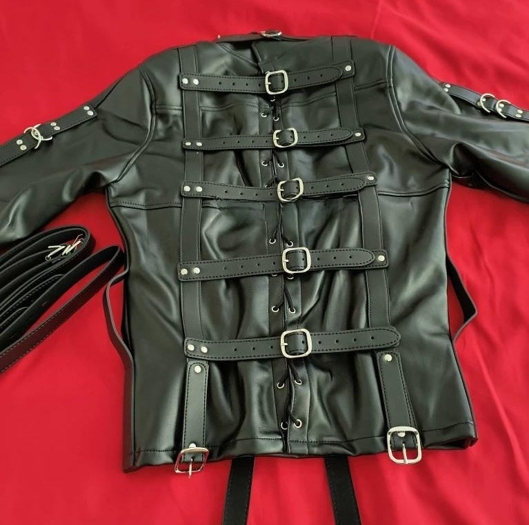 Premium Heavy Leather Straightjacket® with adjustable buckle straps