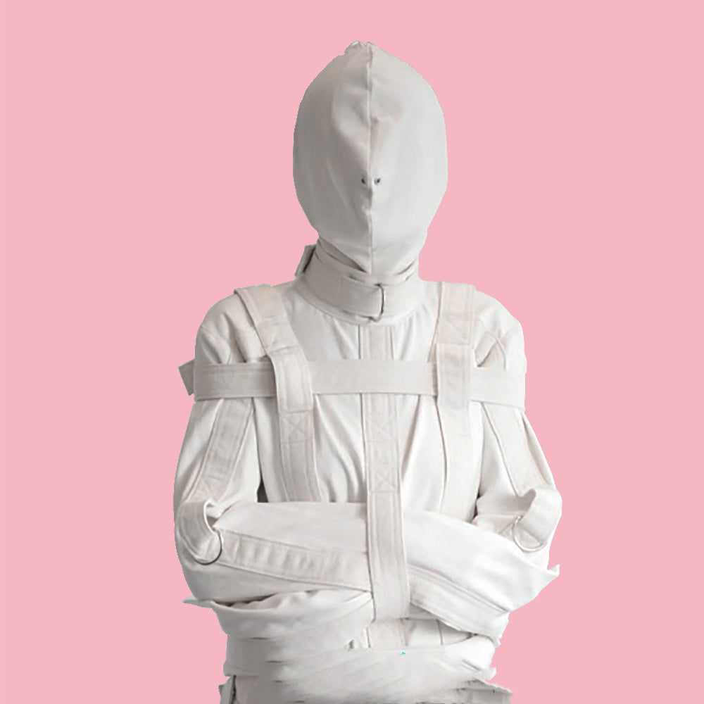 Close-up of the BDSM Psychiatry Straightjacket® showing reinforced construction