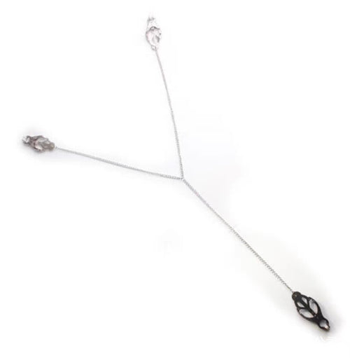 Metal Nipple Clamp Trio – BDSM Chain for Intense Play