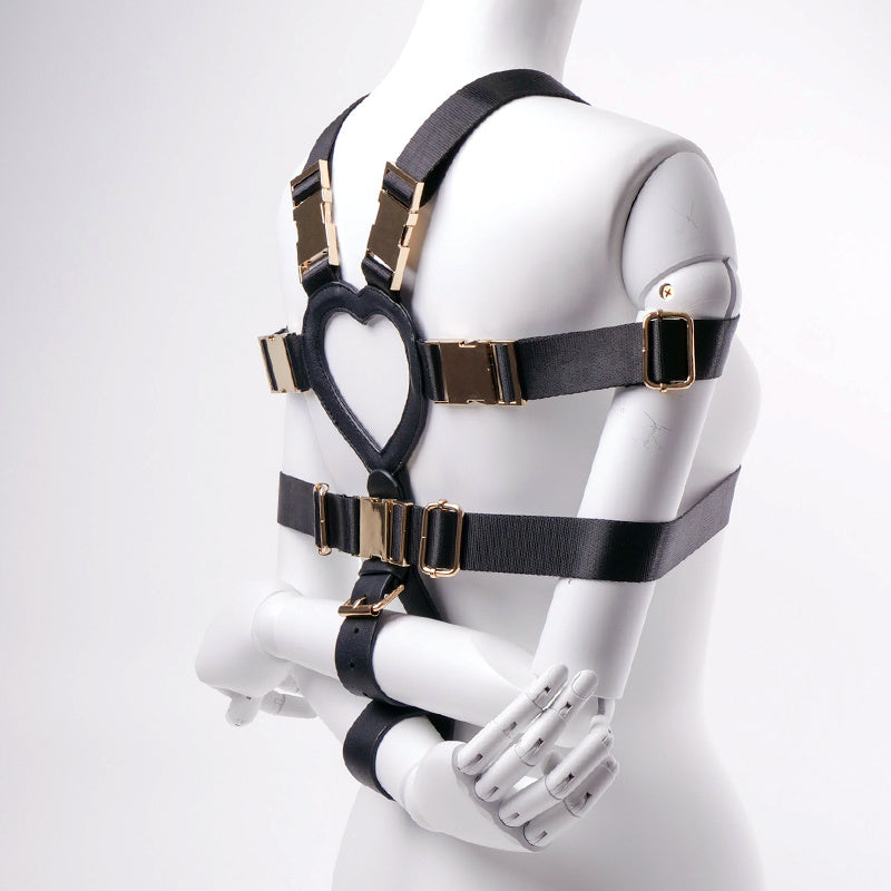 Black adjustable restraint webbing straps