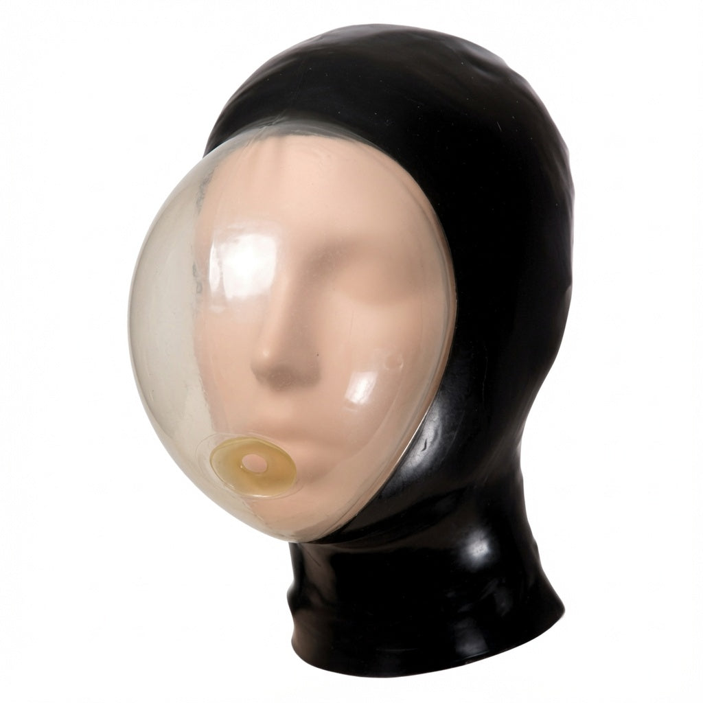 Black Breathplay Latex Mask with inflatable face chamber