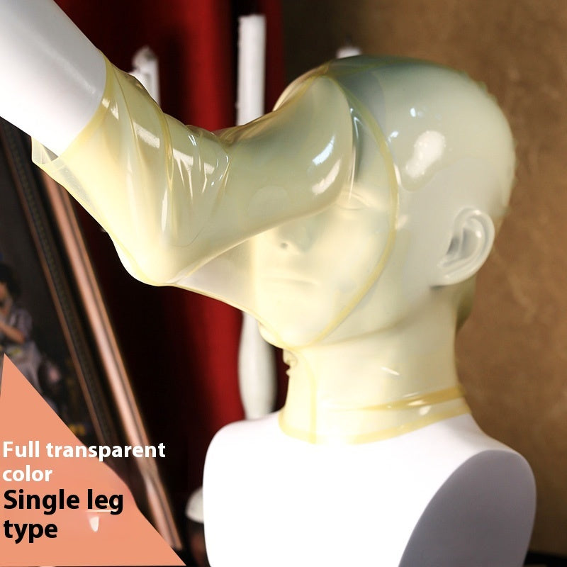 Black and transparent Latex Feet Breath Play Hood