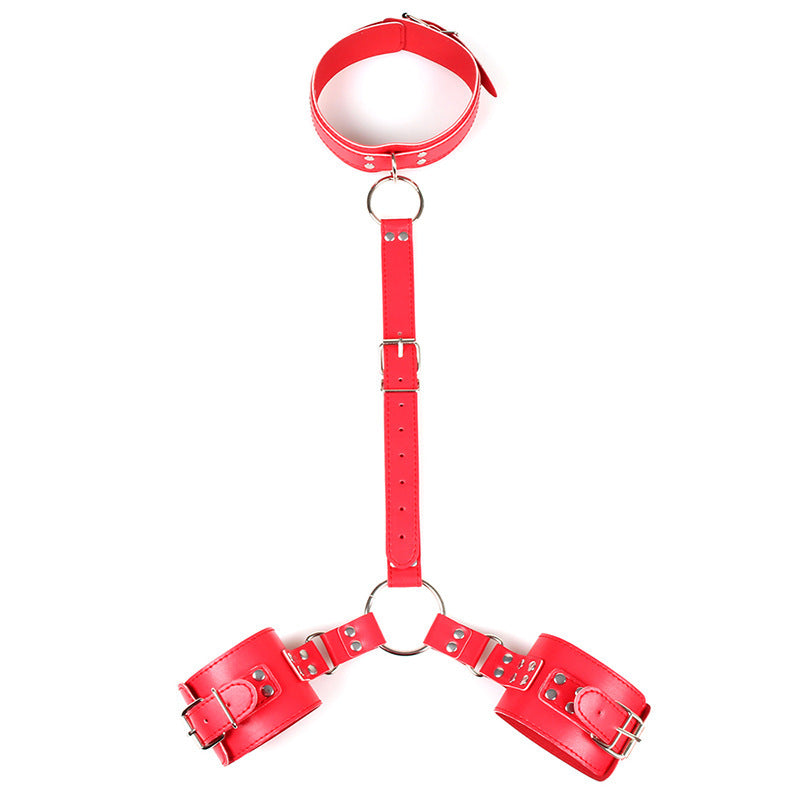 Close-up of the Leather Hand and Neck Restraint® with secure metal hardware