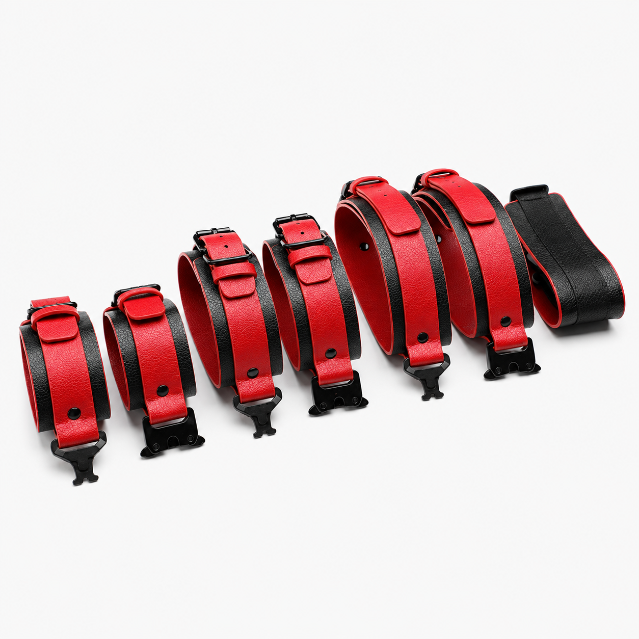 Adjustable PU leather restraint cuffs and collar