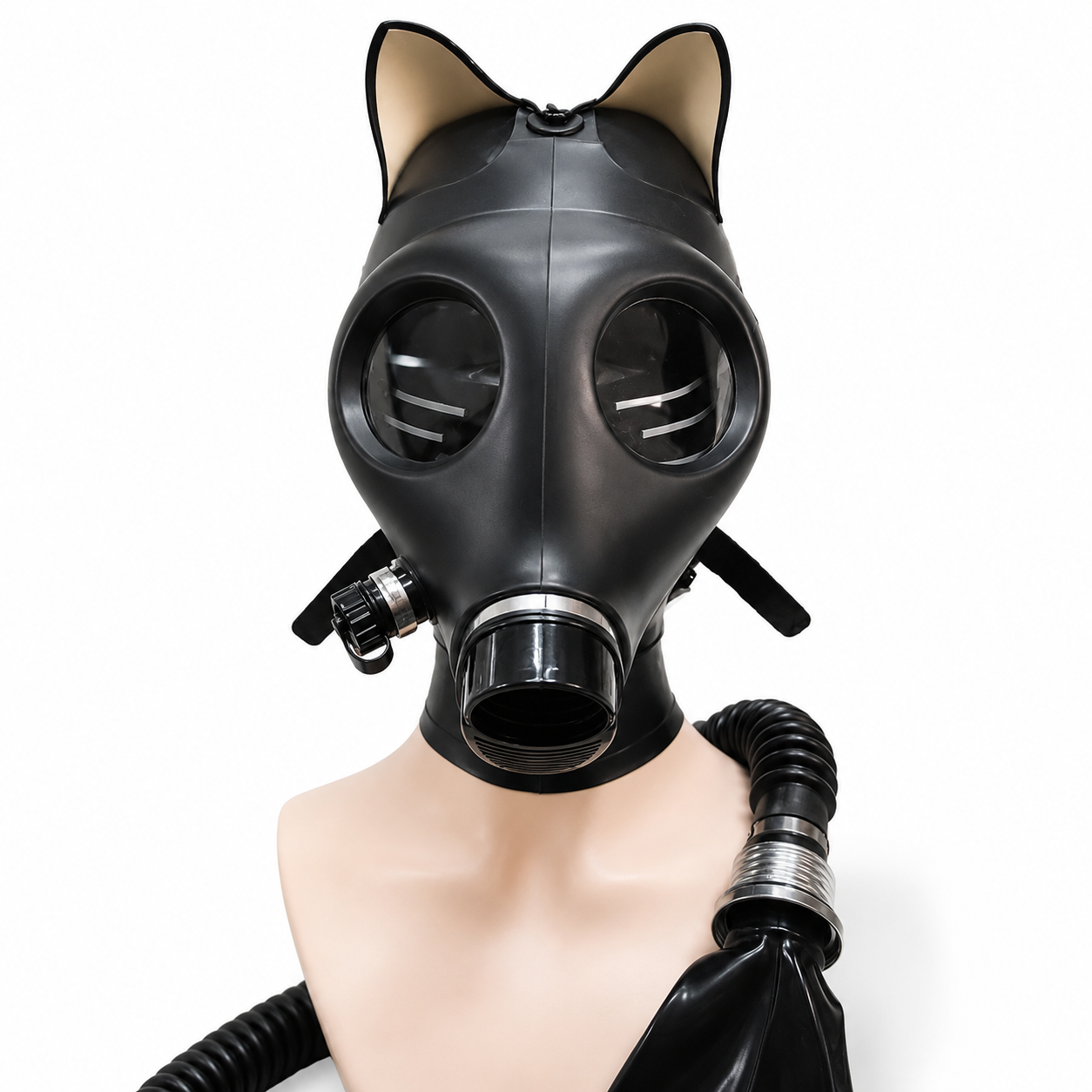 Latex gas mask with 2L breathing bag set