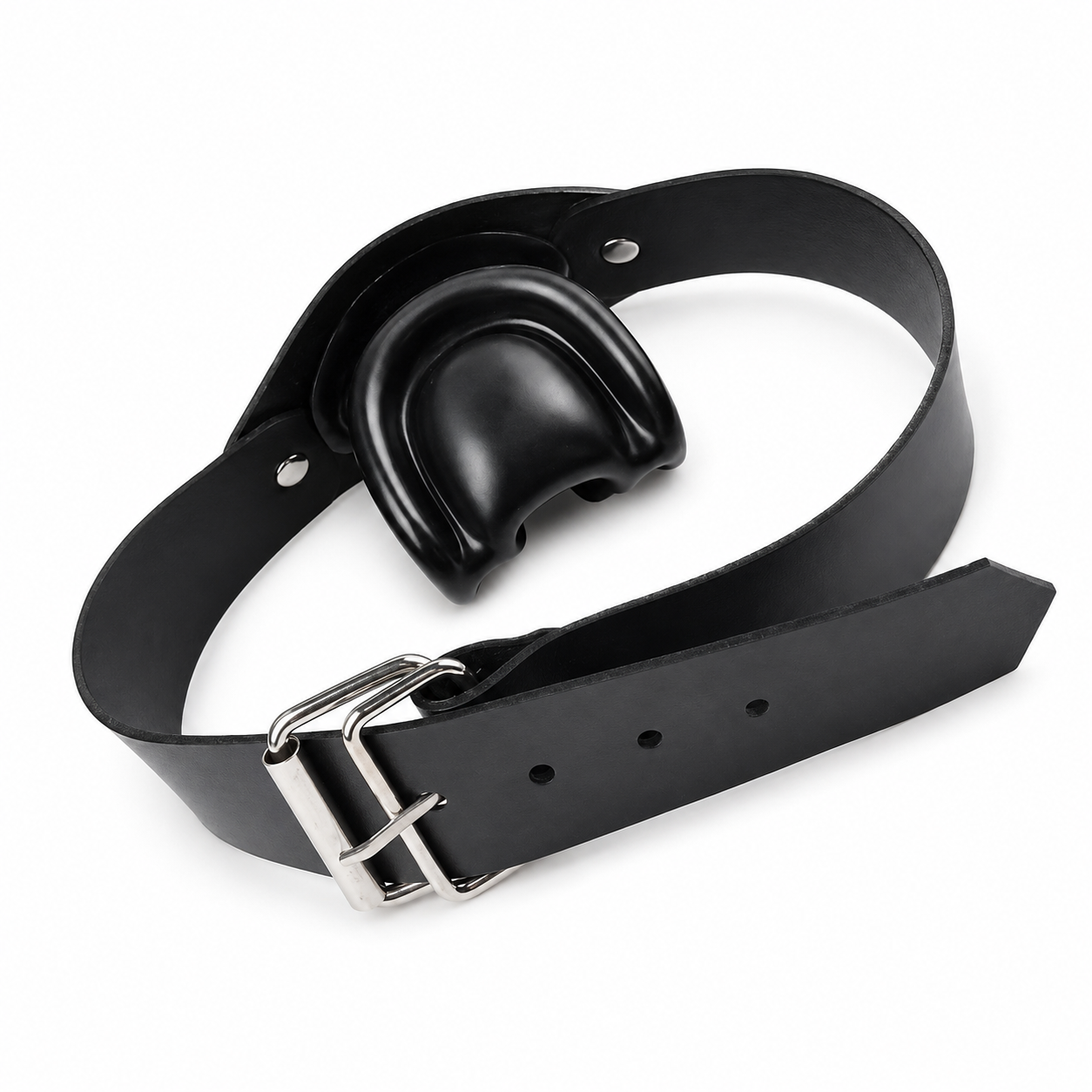 Rubber latex leather gag with PU leather straps