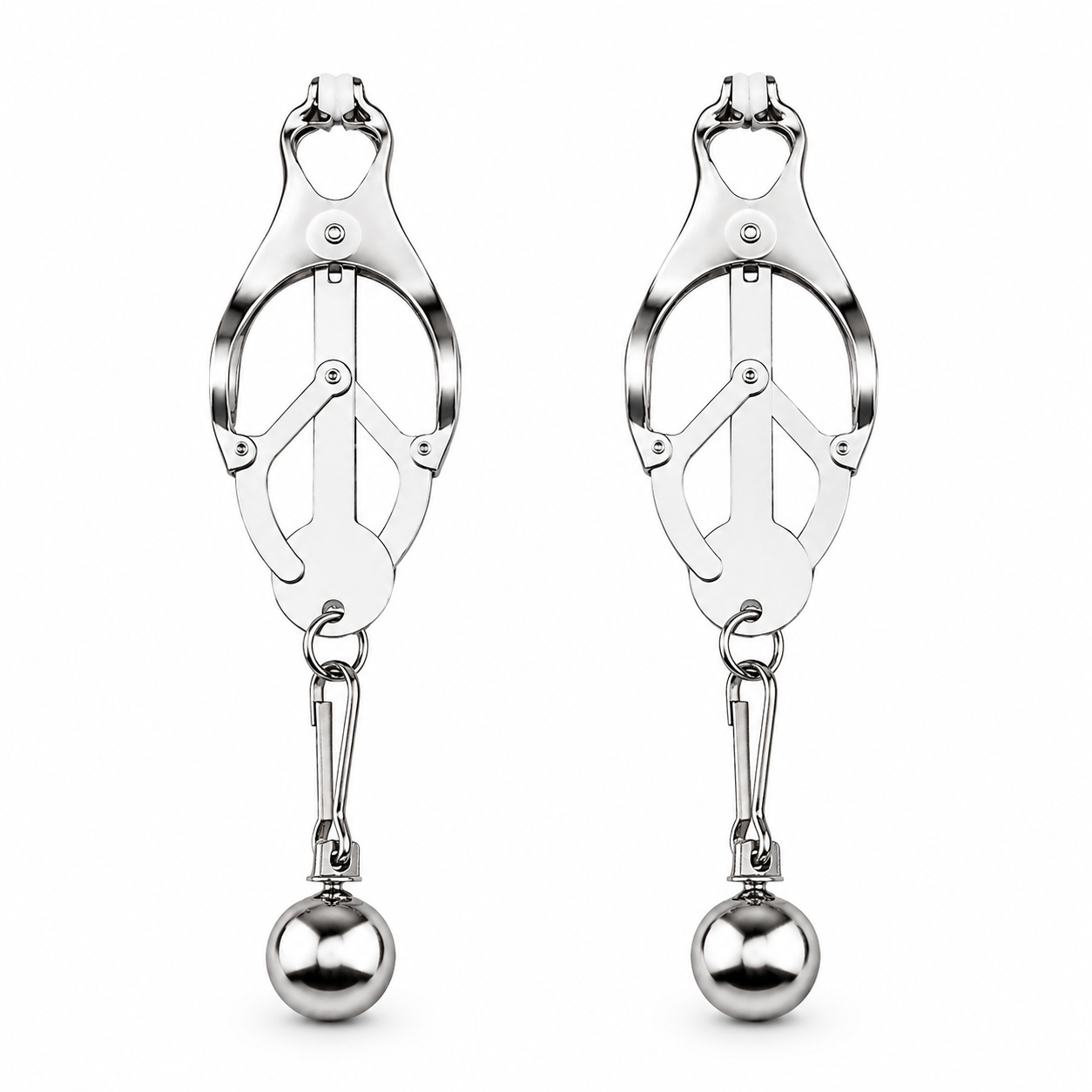 Heavy stainless steel nipple clamp with solid ball design