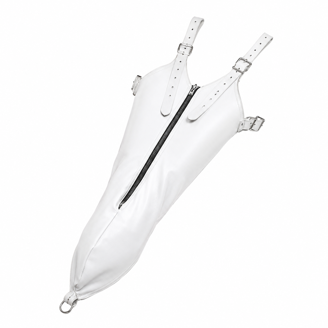 White PU armbinder with zipper closure