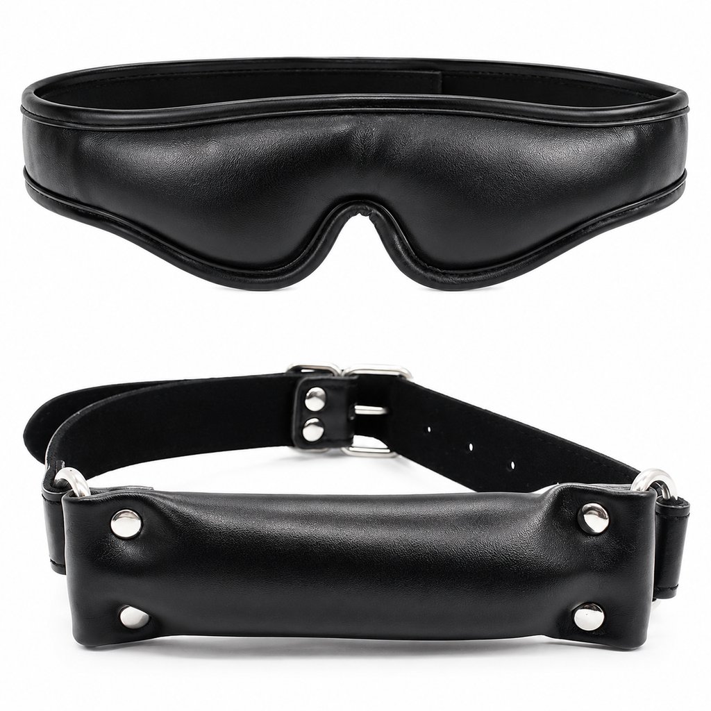 Leather Gag & Blindfolds Set ® DOMINA STORE