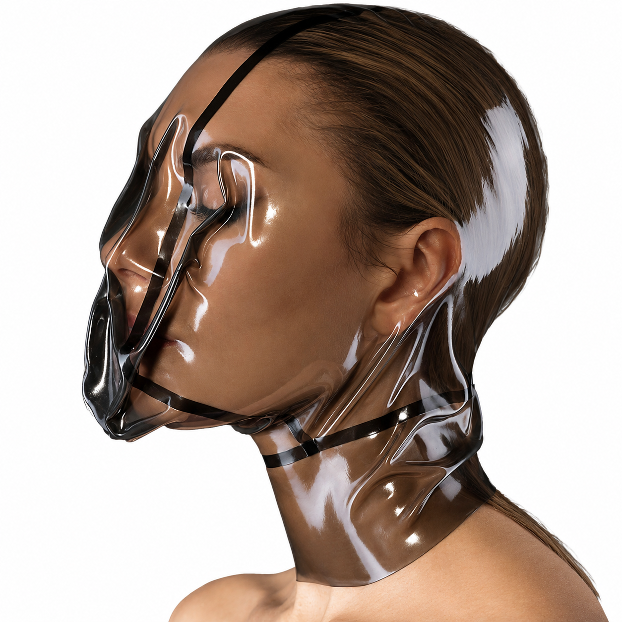 Breath play black and skin latex hood ® DOMINA STORE