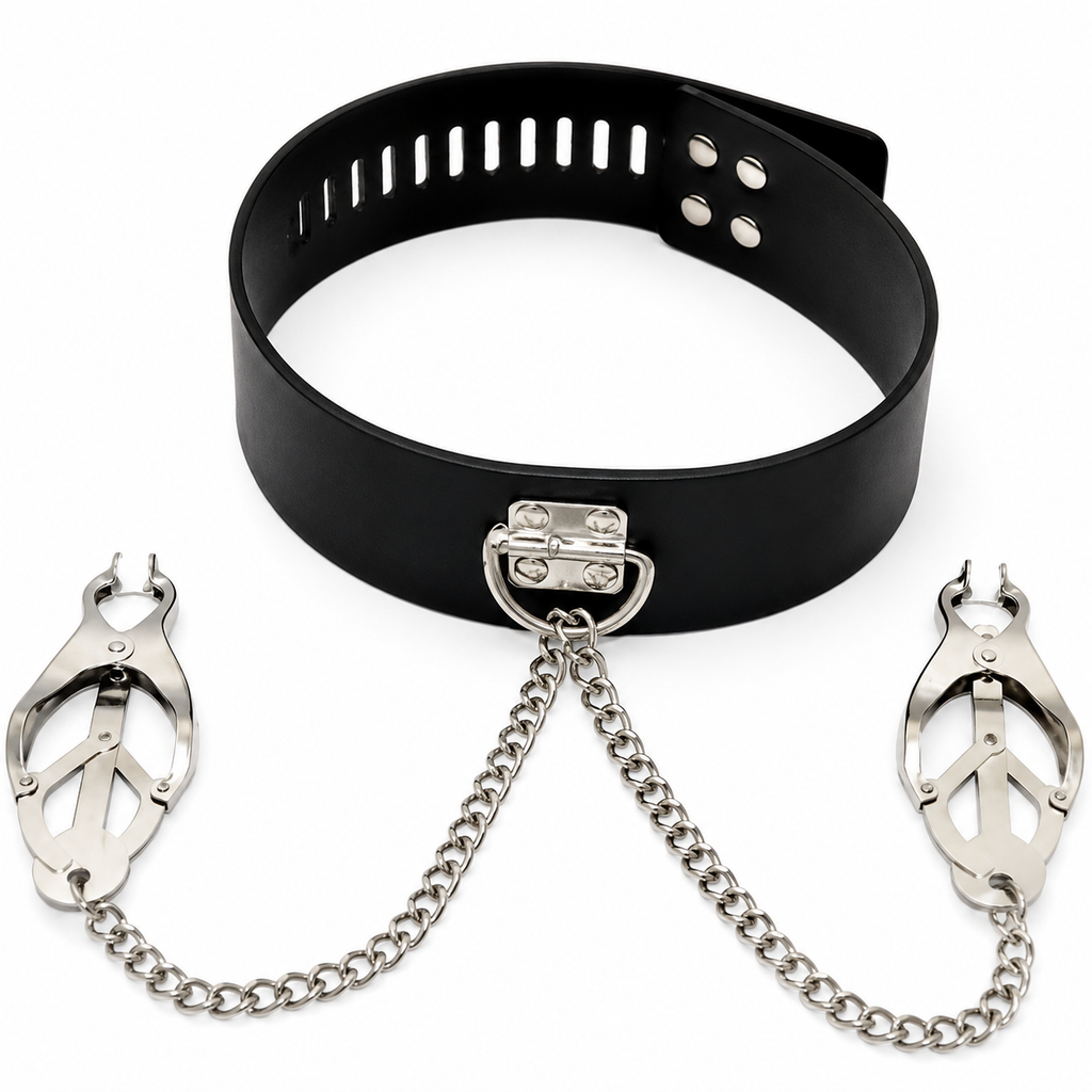 Collar with nipple clamp ® DOMINA STORE