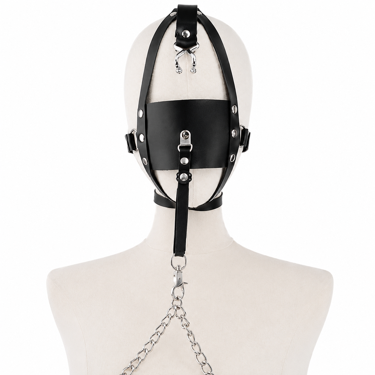 Leather Head Harness Gag Nipple Clamp ® DOMINA STORE