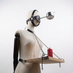 Tray Ashtray Ball Gag® accessory set with metal and leather construction