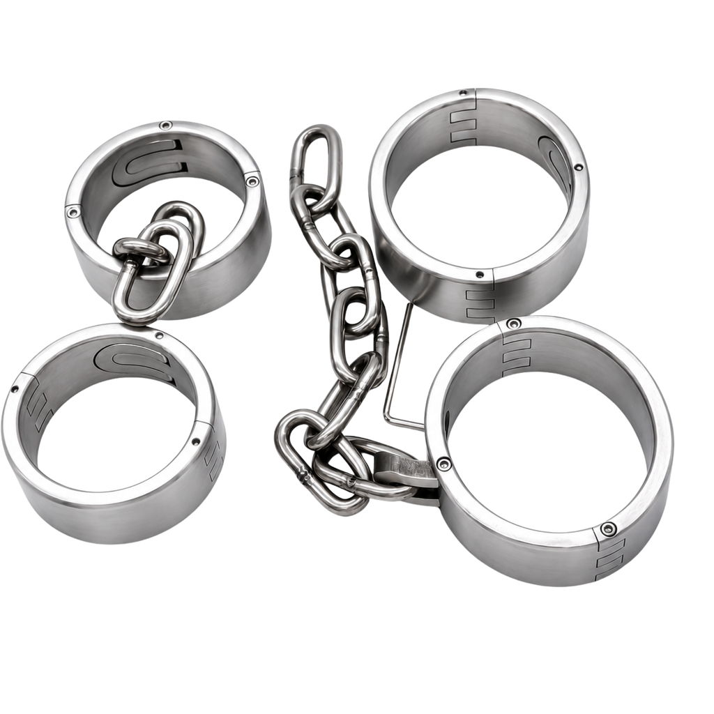 Heavy stainless steel ring handcuffs and shackles