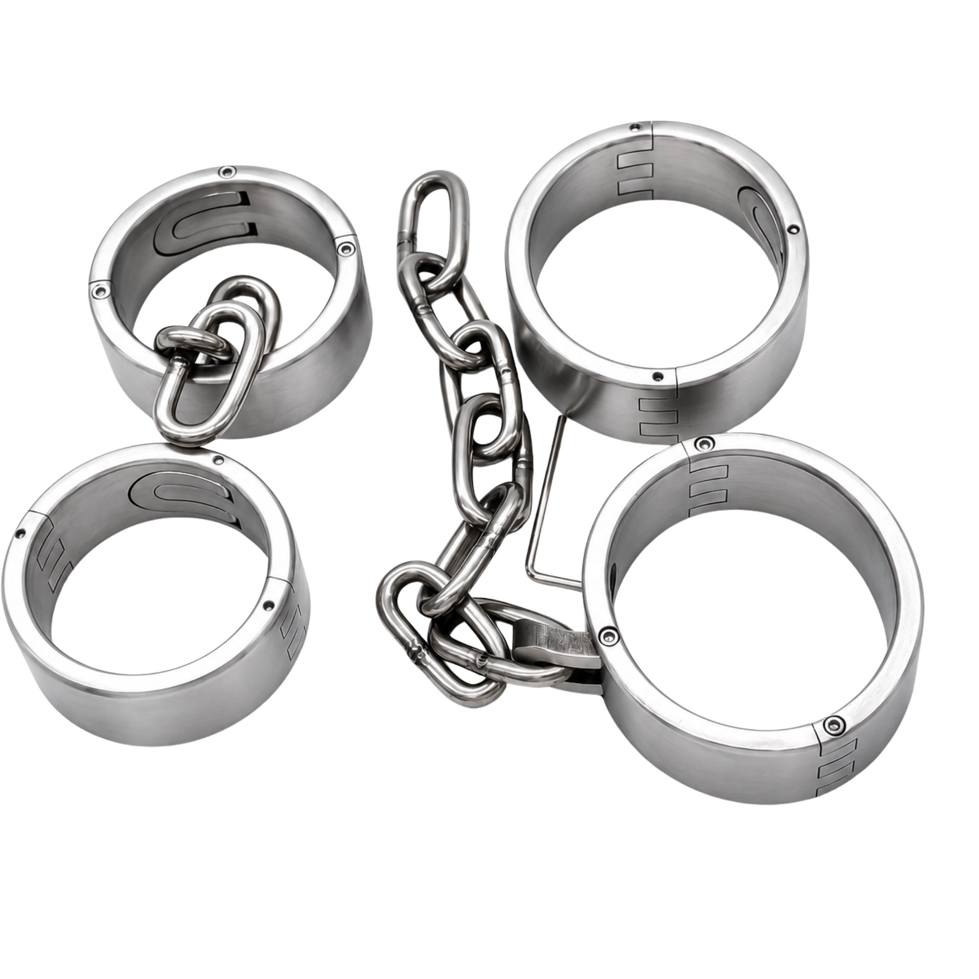 Heavy stainless steel ring handcuffs and shackles