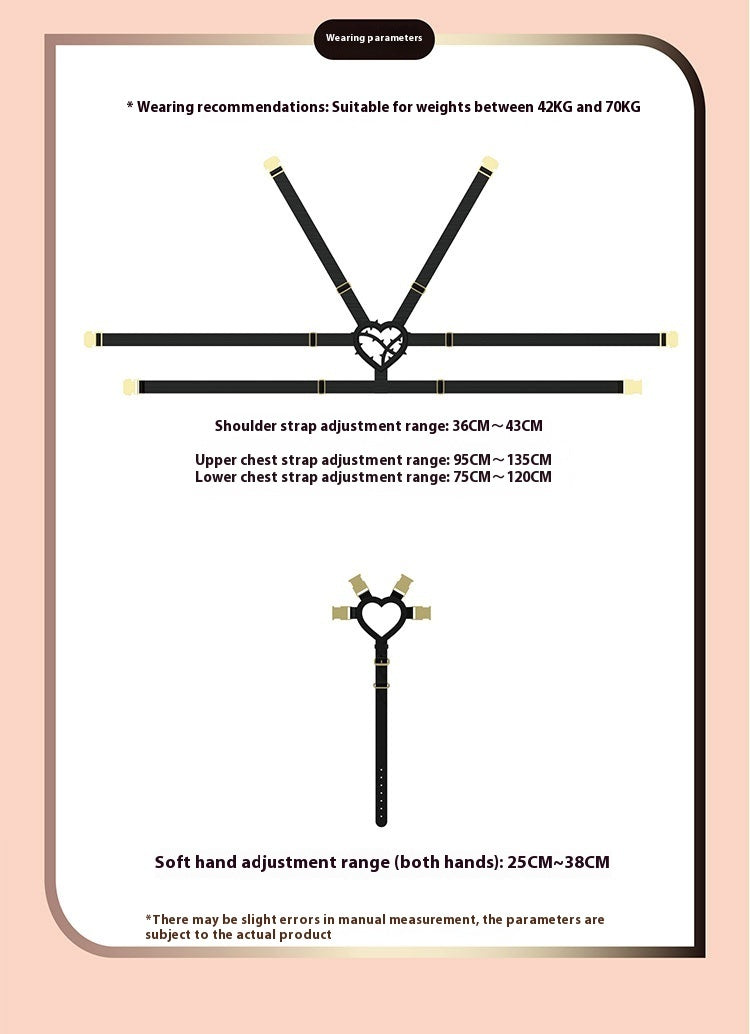 Bondage webbing harness with secure adjustable design