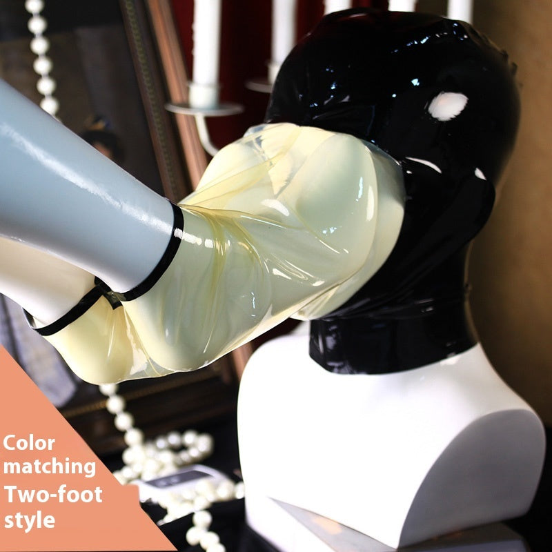 Breathplay Shop latex hood in black and transparent options
