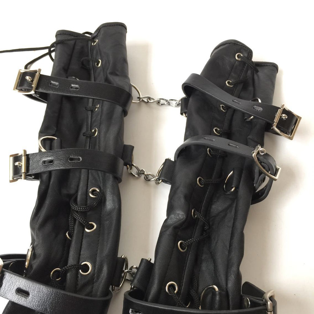 Laced Armbinder Restraint – Back Bondage Leather Gloves