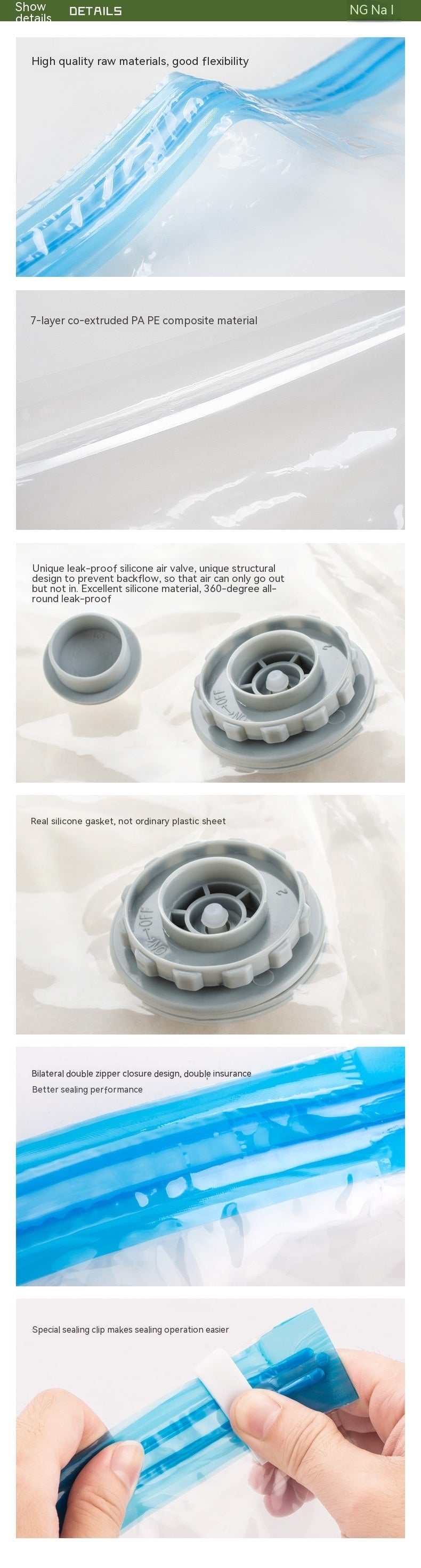 Thick reusable vacuum compression bag in multiple sizes