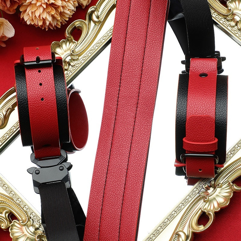 Adjustable PU leather restraint cuffs and collar