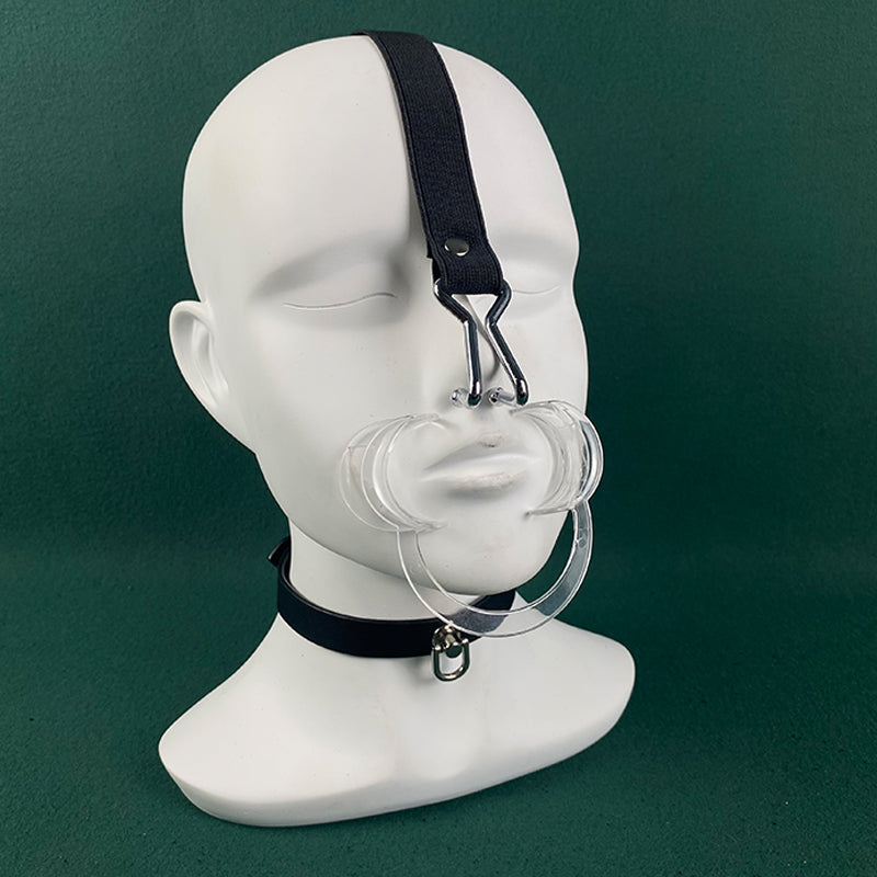 Front view of the Nose Hook Mouth Opener Gag® restraint accessory