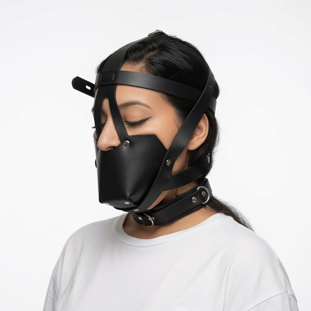 Black Leather Head Harness ® DOMINA STORE