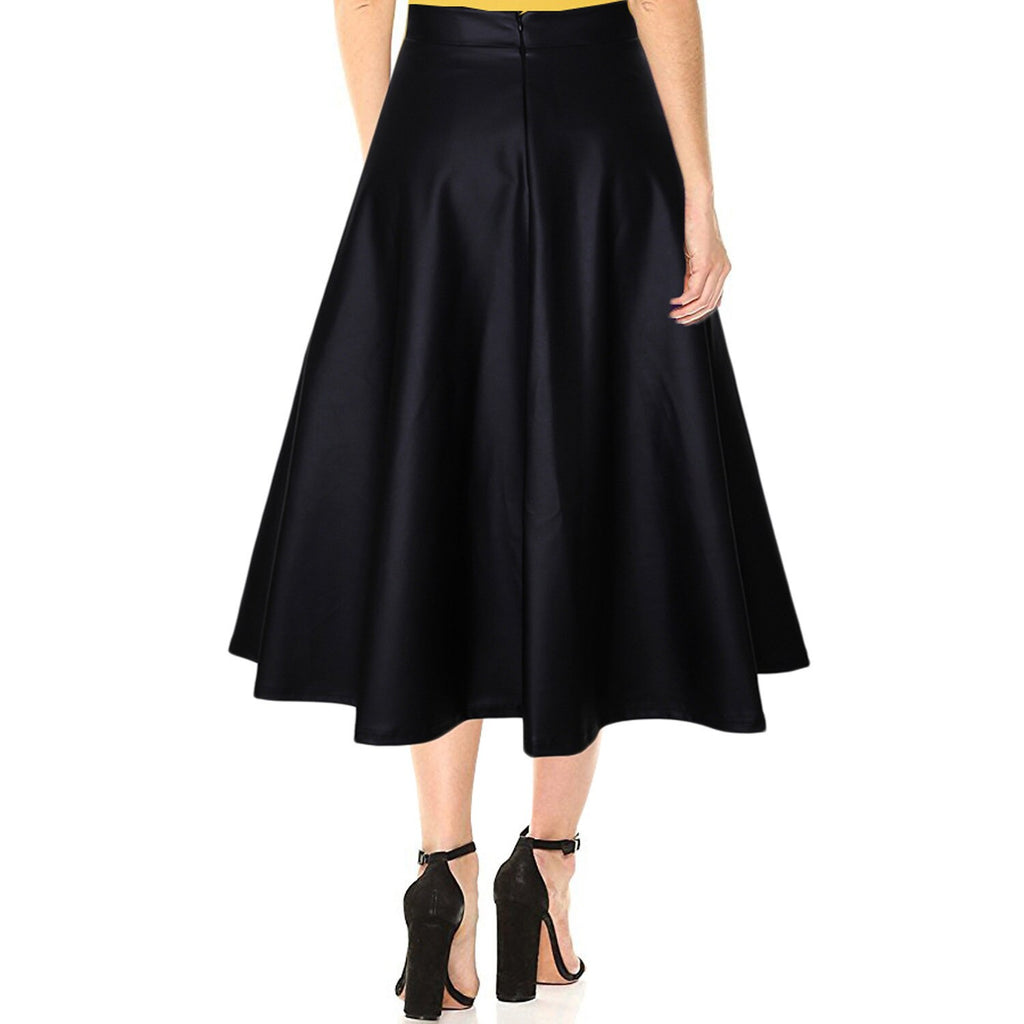 Leather Skirt Mid-length Black ® DOMINA STORE