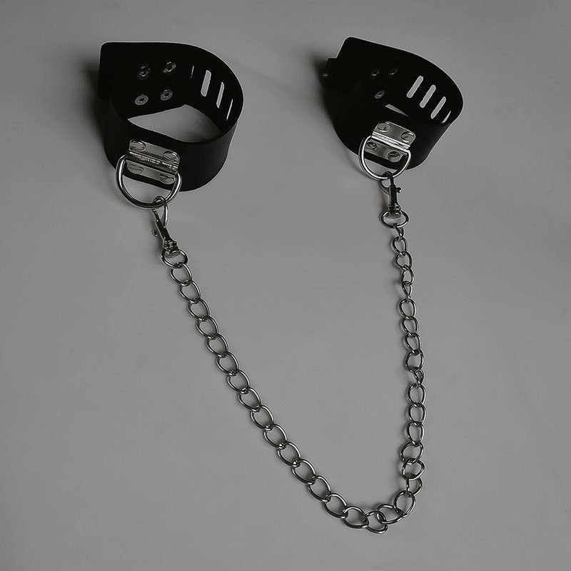 Leather BDSM Cuffs - Secure Slave Handcuffs 