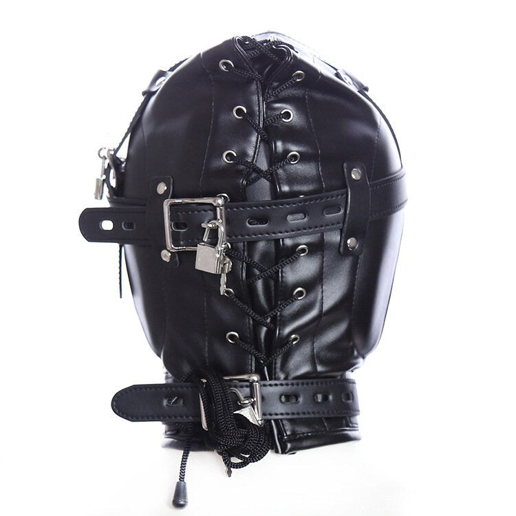 Black/Pink Leather Thick Hood  ® DOMINA STORE
