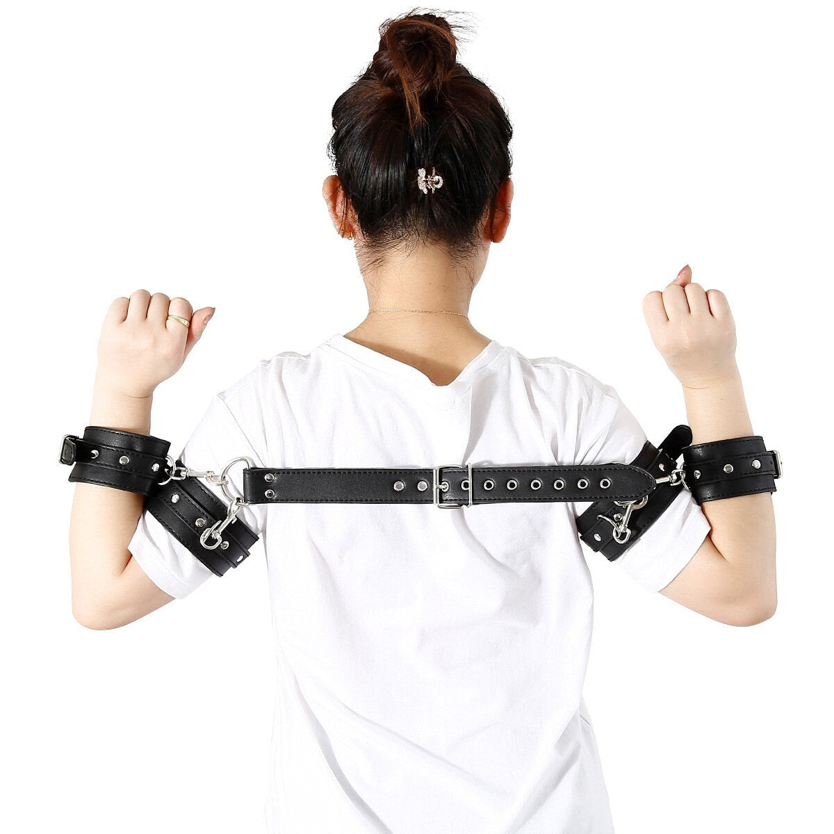 Leather Backward Leather Handcuffs ® DOMINA STORE